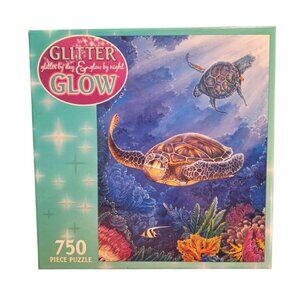 Glitter‎ Glow Puzzle Sea Turtle Vintage Sealed 750 Pieces Ocean Fish Reef Ceaco